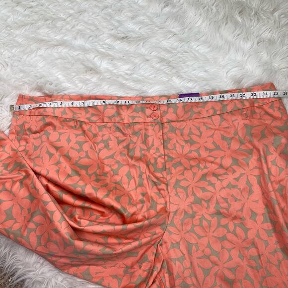Lane Bryant Women's Floral Print Ankle Pants Size 28 Peach Beige Sateen NWT - Picture 5 of 16